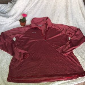 UA red and gray quarter zip